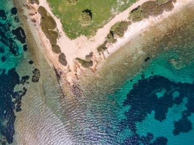 Kastri Sahili yakınlarındaki Sithonia kıyı şeridi, Chalkidiki, Orta Makedonya, Yunanistan