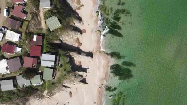 Widok Powietrza Wybrzeże Morza Czarnego Pobliżu Plaży Koralowej Obwód Burgas — Wideo stockowe