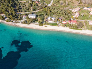 Nikitis Sahili yakınlarındaki Sithonia kıyı şeridi, Chalkidiki, Orta Makedonya, Yunanistan