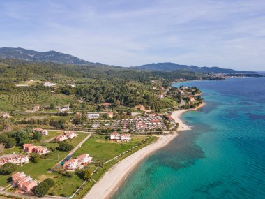 Nikitis Sahili yakınlarındaki Sithonia kıyı şeridi, Chalkidiki, Orta Makedonya, Yunanistan
