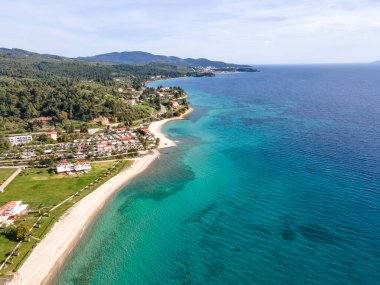 Nikitis Sahili yakınlarındaki Sithonia kıyı şeridi, Chalkidiki, Orta Makedonya, Yunanistan