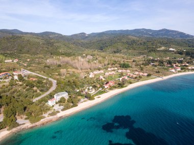 Nikitis Sahili yakınlarındaki Sithonia kıyı şeridi, Chalkidiki, Orta Makedonya, Yunanistan