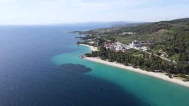 Nikitis Sahili yakınlarındaki Sithonia kıyı şeridi, Chalkidiki, Orta Makedonya, Yunanistan