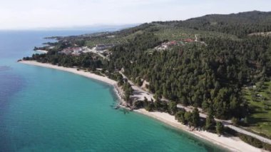 Nikitis Sahili yakınlarındaki Sithonia kıyı şeridi, Chalkidiki, Orta Makedonya, Yunanistan