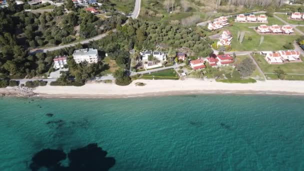 Nikitis Sahili Yakınlarındaki Sithonia Kıyı Şeridi Chalkidiki Orta Makedonya Yunanistan — Stok video