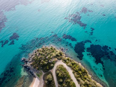 Azapiko Kuzey Sahili yakınlarındaki Sithonia kıyı şeridi, Chalkidiki, Orta Makedonya, Yunanistan