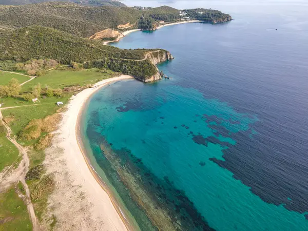 stock image Amazing view of Sithonia coastline near Azapiko North Beach, Chalkidiki, Central Macedonia, Greece