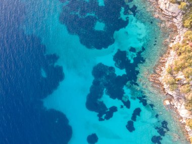 Koviou Sahili yakınlarındaki Sithonia kıyı şeridi, Chalkidiki, Orta Makedonya, Yunanistan