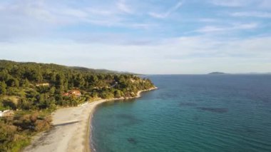 Koviou Sahili yakınlarındaki Sithonia kıyı şeridi, Chalkidiki, Orta Makedonya, Yunanistan
