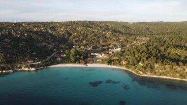 Koviou Sahili yakınlarındaki Sithonia kıyı şeridi, Chalkidiki, Orta Makedonya, Yunanistan