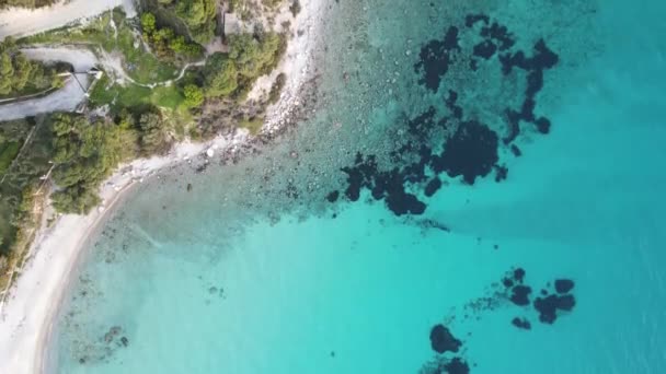 コヴォービーチ チョルキキ セントラルマケドニア ギリシャに近いシトニアの海岸線の素晴らしい景色 — ストック動画