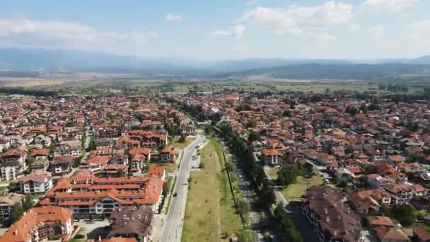 Vue Aérienne Célèbre Station Ski Bansko Région Blagoevgrad Bulgarie — Video
