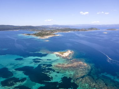 Karydi Sahili yakınlarındaki Sithonia kıyı şeridi, Chalkidiki, Orta Makedonya, Yunanistan