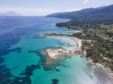 Karydi Sahili yakınlarındaki Sithonia kıyı şeridi, Chalkidiki, Orta Makedonya, Yunanistan