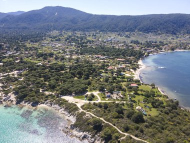 Karydi Sahili yakınlarındaki Sithonia kıyı şeridi, Chalkidiki, Orta Makedonya, Yunanistan