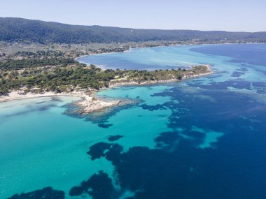 Karydi Sahili yakınlarındaki Sithonia kıyı şeridi, Chalkidiki, Orta Makedonya, Yunanistan
