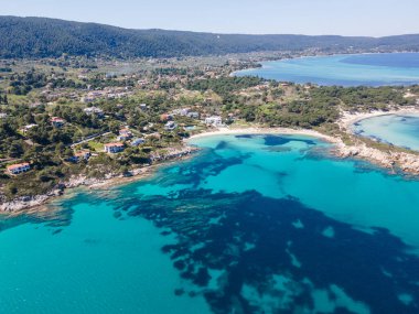 Karydi Sahili yakınlarındaki Sithonia kıyı şeridi, Chalkidiki, Orta Makedonya, Yunanistan