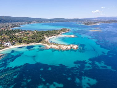 Karydi Sahili yakınlarındaki Sithonia kıyı şeridi, Chalkidiki, Orta Makedonya, Yunanistan