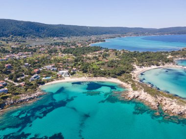 Karydi Sahili yakınlarındaki Sithonia kıyı şeridi, Chalkidiki, Orta Makedonya, Yunanistan