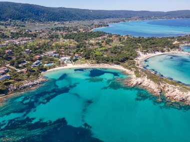 Karydi Sahili yakınlarındaki Sithonia kıyı şeridi, Chalkidiki, Orta Makedonya, Yunanistan