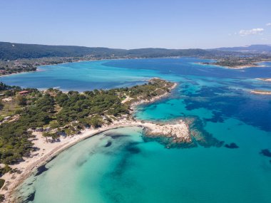 Karydi Sahili yakınlarındaki Sithonia kıyı şeridi, Chalkidiki, Orta Makedonya, Yunanistan