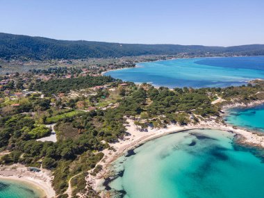 Karydi Sahili yakınlarındaki Sithonia kıyı şeridi, Chalkidiki, Orta Makedonya, Yunanistan