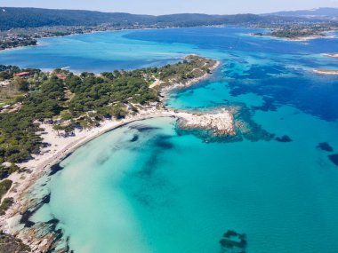 Karydi Sahili yakınlarındaki Sithonia kıyı şeridi, Chalkidiki, Orta Makedonya, Yunanistan