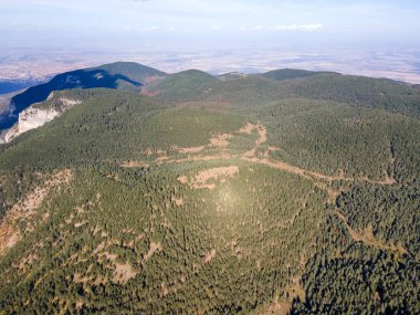 Bulgaristan 'ın Filibe Bölgesi, Rodop Dağları' ndaki Kızıl Duvar Biyosfer rezervinin hava görüntüsü