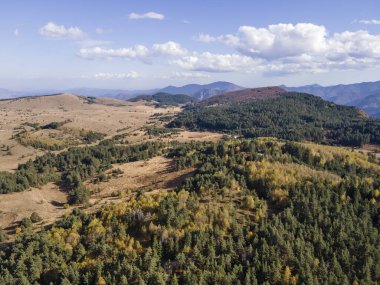 Bulgaristan 'ın Filibe Bölgesi, Rodop Dağları' ndaki Kızıl Duvar Biyosfer rezervinin hava görüntüsü