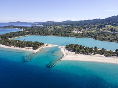 Lagoon Sahili yakınlarındaki Kassandra kıyı şeridi, Chalkidiki, Orta Makedonya, Yunanistan