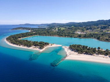 Lagoon Sahili yakınlarındaki Kassandra kıyı şeridi, Chalkidiki, Orta Makedonya, Yunanistan