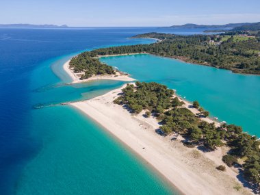 Lagoon Sahili yakınlarındaki Kassandra kıyı şeridi, Chalkidiki, Orta Makedonya, Yunanistan