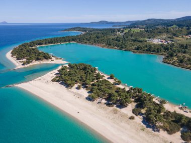 Lagoon Sahili yakınlarındaki Kassandra kıyı şeridi, Chalkidiki, Orta Makedonya, Yunanistan