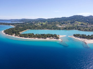 Lagoon Sahili yakınlarındaki Kassandra kıyı şeridi, Chalkidiki, Orta Makedonya, Yunanistan