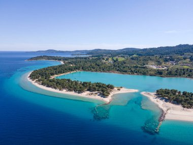 Lagoon Sahili yakınlarındaki Kassandra kıyı şeridi, Chalkidiki, Orta Makedonya, Yunanistan