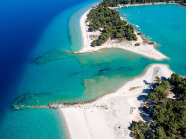 Lagoon Sahili yakınlarındaki Kassandra kıyı şeridi, Chalkidiki, Orta Makedonya, Yunanistan