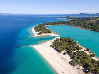 Lagoon Sahili yakınlarındaki Kassandra kıyı şeridi, Chalkidiki, Orta Makedonya, Yunanistan