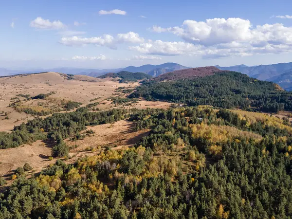 保加利亚普罗夫迪夫地区罗得波山脉红墙生物圈保护区的空中景观 图库照片