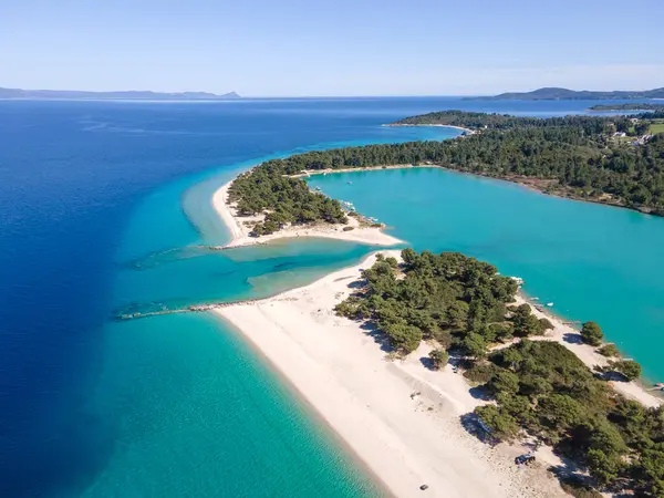 Amazing View Kassandra Coastline Lagoon Beach Chalkidiki Central Macedonia Greece 图库图片