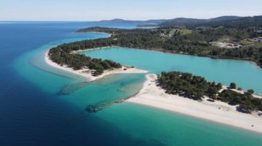 Lagoon Sahili yakınlarındaki Kassandra kıyı şeridi, Chalkidiki, Orta Makedonya, Yunanistan