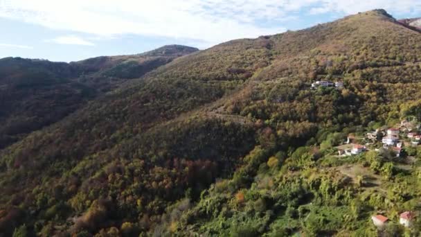 Vue Aérienne Automne Des Montagnes Rhodopes Près Village Oreshets Région Séquence Vidéo