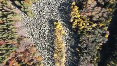 Bulgaristan 'ın başkenti Sofya' nın Vitosha Dağı 'ndaki Zlatnite Mostove (Altın Köprüler) adlı taştan nehrin hava sonbahar manzarası