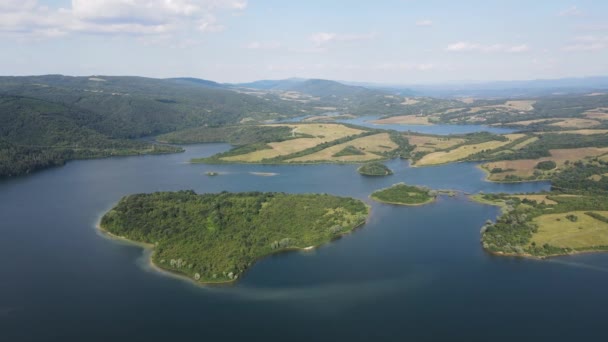 Widok Lotu Ptaka Zbiornik Wodny Yovkovtsi Obwód Veliko Tarnovo Bułgaria — Wideo stockowe