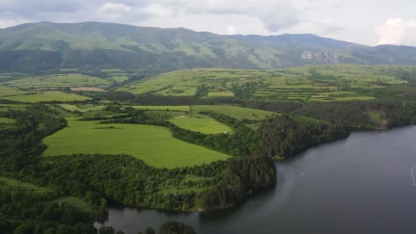 Aerial Spring View Dushantsi Reservoir Sredna Gora Mountain Szófia Régió Stock Videó