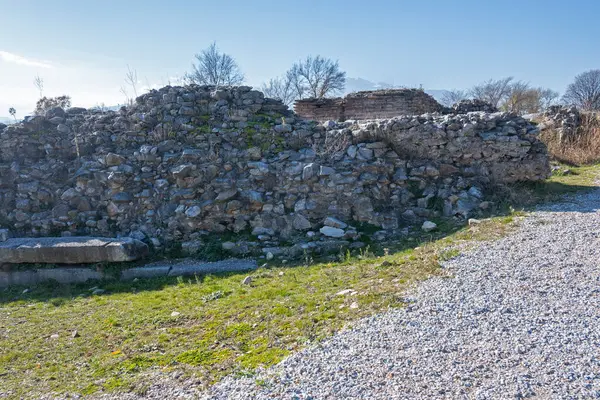 Ruínas Antigas Área Arqueológica Filipos Macedônia Oriental Trácia Grécia Imagens Royalty-Free