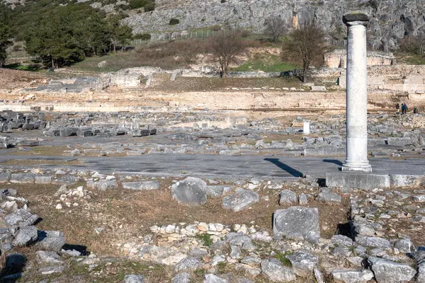 Стародавні Руїни Археологічному Районі Пилипа Східна Македонія Фракія Греція Ліцензійні Стокові Зображення