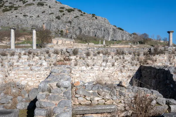 Oude Ruïnes Archeologisch Gebied Van Philippi Oost Macedonië Thracië Griekenland Stockafbeelding