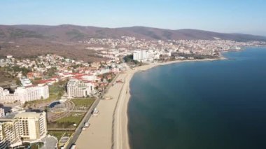 Bulgaristan 'ın Burgaz Bölgesi Sunny Beach tatil beldesinin şaşırtıcı hava manzarası 