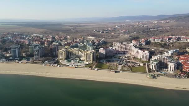 保加利亚布尔加斯地区桑尼海滩度假胜地令人惊叹的空中景观 — 图库视频影像