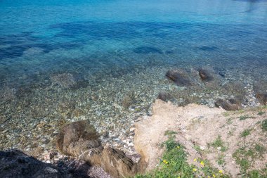 Kastri Sahili yakınlarındaki Sithonia kıyı şeridi, Chalkidiki, Orta Makedonya, Yunanistan